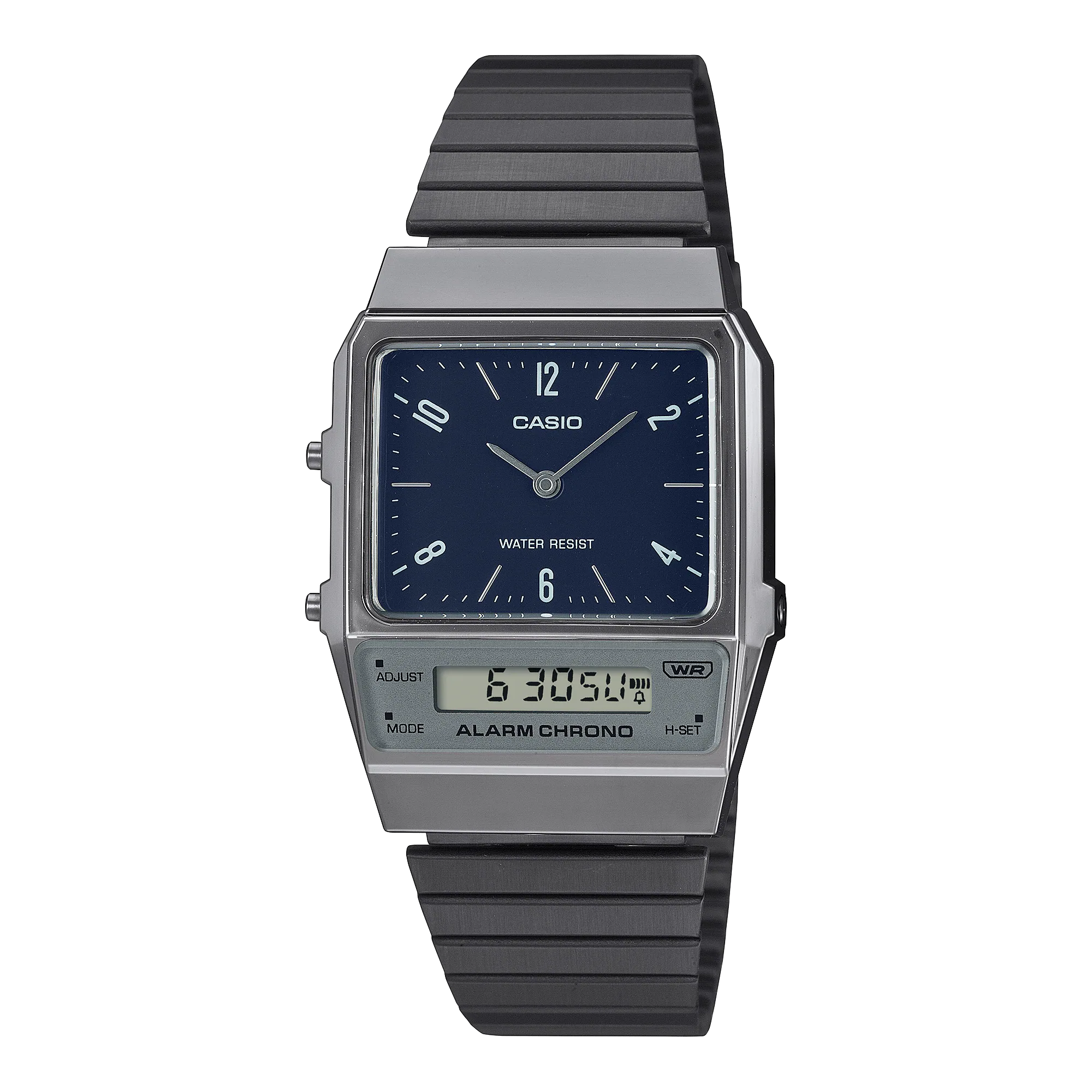 Casio นาฬิกาข้อมือ Classic รุ่น AQ-800EB-2ADF สีดำ น้ำเงิน 2 ระบบ เข็มเเละดิจิตอล สินค้าของเเท้ รับประกันศูนย์ CMG
