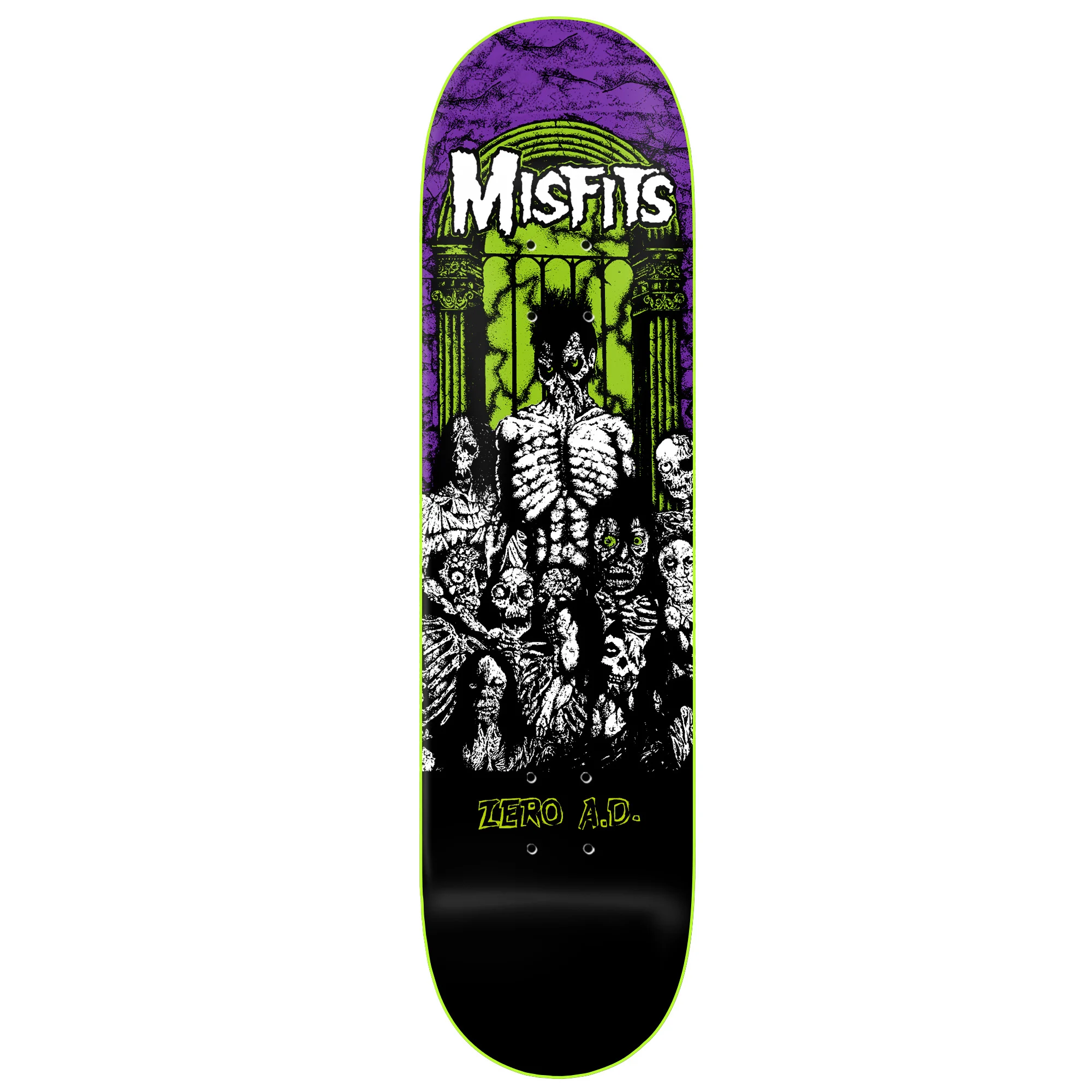 Zero Misfits Earth A D Green Dipped Skateboard Deck 8.25"