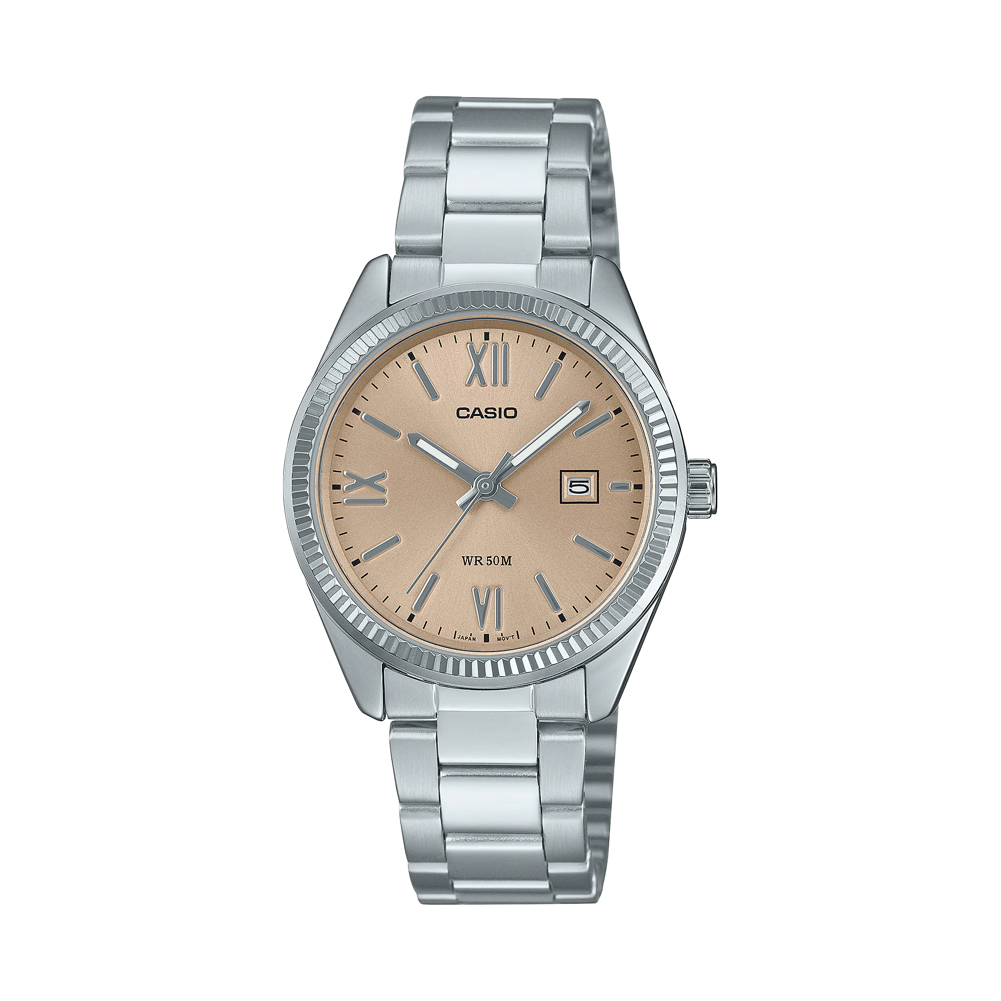 CASIO Standard รุ่น LTP-1302DD-4A2VDF จอสีคาราเมล สีเบจ สีครีม หรือสีน้ำตาลอ่อน สาย สีเงิน สายสแตนเลส สินค้าใหม่ ของแท้ รับประกันศูนย์ CMG สำเนา