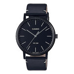 CASIO Standard รุ่น MTP-E171BL-1EVDF จอดำ สายหนังแท้ สีดำ สินค้าของเเท้ รับประกันศุนย์ CMG 1 ปี