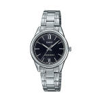 CASIO Standard รุ่น LTP-V005D-1B2UDF สีเงิน หน้าปัดดำ สายสแตนเลส สินค้าใหม่ ของแท้ รับประกันศูนย์ CMG