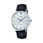 CASIO Standard รุ่น LTP-VT01L-7B1UDF สายหนังสังเคราะห์สีดำ จอเงิน สินค้าใหม่ ของแท้ รับประกันศูนย์ CMG