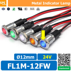[ 1ชิ้น ] FL1M-12FW Ø12 24V สีน้ำเงิน Blue หลอดหน้าปัด กันน้ำ IP67 หลอดสัญญาณไฟ หลอดไฟสัญญาณ 12มม Waterprooof Indicator Lam หลอดไฟกันน้ำ 12 mm หลอดตู้คอนโทรล Control Lamp Pilot Lamp 12mm หลอดไฟสแดงสถานะ หลอดไฟเตือน แสดงการทำงาน Machine Status