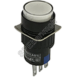 L16A-001-8P-DZ 220V สวิทช์กดติด-กดดับ 8ขา (Maintain) ∅16mm สีขาว