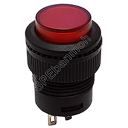 [ 2ชิ้น ] R16-503BD สวิทช์กดติด-ปล่อยดับ 4 ขา มีไฟ Pushbutton switch) ∅16mm N/A สีแดง (Red)