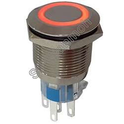 GQ19-11E-DZ สวิทช์เหล็ก กดติด-กดดับ 220V RED