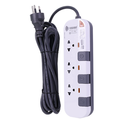 P3375-5M ปลั๊กพ่วง Toshino รางปลั๊กไฟ P Series รุ่น P3375 ยาว 5 เมตร 3ช่อง 3 สวิตซ์ 5เมตร 250V 10A 2500W ระบบ Surge Protection ป้องกันไฟกระชาก Circuit Breaker ป้องกันไฟเกิน ผลิตจากวัสดุไม่ลามไฟ ม่านนิรภัย ป้องกันนิ้วมือสัมผัสทองเหลืองด้านใน ไฟแสดงสถานะการ