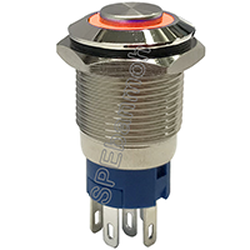 GQ16H-E11-DZ สวิทช์เหล็ก กดติด-กดดับ หัวนูน220V RED