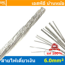 [ 1 เมตร ] FF 6.0 mm² สายสัญญาณเงินเดี่ยว Silver Cable ลวดเงิน ทองแดงแท้เคลือบเงิน สำหรับงานเครื่องเสียงรถยนต์ เครื่องเสียงบ้าน Copper Silver Plate ลวดทองแดงเคลือบเงิน สายสัญญาณเงิน Silver Cable Audio