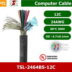 [ 1 เมตร ] TSL UL2464 12C สายคอมพิวเตอร์ 12คอร์ 0.2 mm2 300V 80C สายมัลติคอร์ TSL แบบชีลถัก มาตรฐานUL Braid Shield Mylar Foil แบบชีลถัก สายไฟ สายคอร์นำสัญญาณ