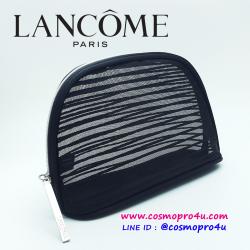 กระเป๋า LANCOME ลังโคม สีดำ ซีทรู ลายสลับตาข่ายโปร่งมองเห็นภายใน รูปทรงครึ่งวงรี ก้นกระเป๋าเป็นผ้าทึบ 8.5x5 นิ้ว
