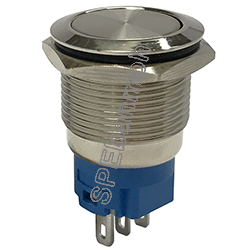 GQ19-F11-D-SL สวิทช์เหล็ก แบบหัวเรียบ กดติด-ปล่อยดับ Momentary Metal switch สวิทเหล็ก