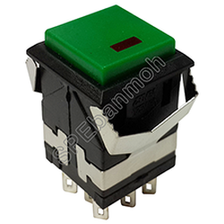 KD2-22 สวิทช์กดติด-ปล่อยดับ (Maintain ON,OFF) สีเขียว with LED 3V