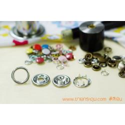 กระดุมแป๊กห้าขา แบบวงแหวน 20 มิลลิเมตร สีเงิน