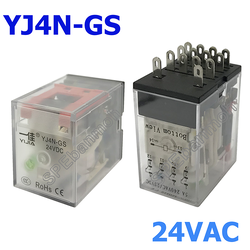 [ 1 ชิ้น ] YJ4N-GS-24AC รีเลย์ Relay YJ4N-GS (MY4N) รีเลย์อุตสาหกรรม 14ขา 14Pin Coil Voltage 24VAC 5A 25VAC/28VDC พาวเวอร์รีเลย์ Power Relay 14ขา มีไฟ Contact built-in LED Indicator