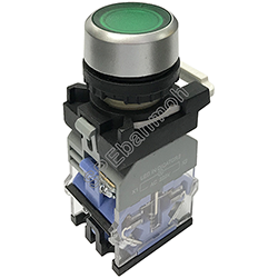 สวิทช์กดติด-ปล่อยดับ LA38-11D Momentary 1NO-1NC 24VDC เขียว (Green)