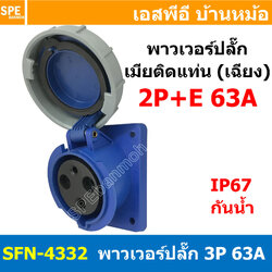 [ 1ชิ้น ] พาวเวอร์ปลั๊ก เมียยึดหน้าตู้ แบบเฉียง SFN-4332 3 ขา 63A 220V 2P+E พาวเวอร์ ปลั๊ก ปลั๊กเพาเวอร์ ต่อสายไฟ หัวปลั๊ก ตัวผู้ ตัวเมีย เพาเวอร์ปลั๊ก ปลั๊ก มีขนาด 3P 4P 5P 16A 32A 63A 3ขา 4ขา 5ขา L N GLine Nuetron Ground พาวเวอร์ปลั๊ก สำหรับงานภาคสนามงา
