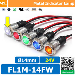 [ 1ชิ้น ] FL1M-14FW Ø14 24V สีขาว White หลอดหน้าปัด กันน้ำ IP67 หลอดสัญญาณไฟ หลอดไฟสัญญาณ 14มม Waterprooof Indicator Lam หลอดไฟกันน้ำ 14 mm หลอดตู้คอนโทรล Control Lamp Pilot Lamp 14mm หลอดไฟสแดงสถานะ หลอดไฟเตือน แสดงการทำงาน Machine Status