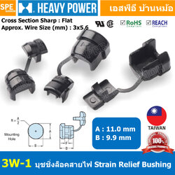 [ 100ชิ้น/แพค ] 3W-1 Heavy Power Strain Relief Bushing พลาสติกกันสายบาด บุชชิ่ง กันบาด Cable Protector กันสายบาด Bushing PVC ดำ กันสาย กันดึงสาย ล็อคสาย กันสายบาด สายบาด กันสายบาด บุชชิ่งตัวล็อคสายไฟ ตัวล็อคสายไฟ ฉable Protection Grommet Black บุชชิ่ง