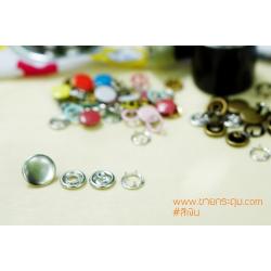 กระดุมแป๊กห้าขา แบบหัวทึบ 15 มิลลิเมตร สีเงิน