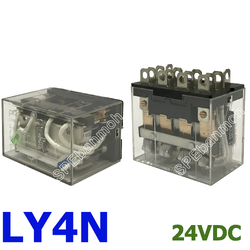 [ 1 ชิ้น ] LY4N-24DC รีเลย์ Relay LY4N รีเลย์อุตสาหกรรม 14ขา 14Pin Coil Voltage 24VDC 10A 250VAC พาวเวอร์รีเลย์ Power Relay 14ขา มีไฟ Contact built-in LED Indicator