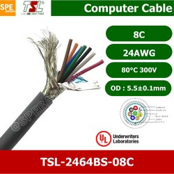 [ 1 เมตร ] TSL UL2464 8C สายคอมพิวเตอร์ 8คอร์ 0.2 mm2 300V 80C สายมัลติคอร์ TSL แบบชีลถัก มาตรฐานUL Braid Shield Mylar Foil แบบชีลถัก สายไฟ สายคอร์นำสัญญาณ