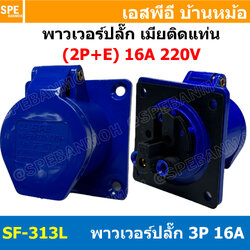 พาวเวอร์ปลั๊ก SF-313L 3 ขา 16A 220V (2P+E) พาวเวอร์ ปลั๊ก ปลั๊กเพาเวอร์ ต่อสายไฟ หัวปลั๊ก ตัวผู้ ตัวเมีย เพาเวอร์ปลั๊ก ปลั๊ก มีขนาด 3P 4P 5P 16A 32A 63A 3ขา 4ขา 5ขา L N GLine Nuetron Ground พาวเวอร์ปลั๊ก สำหรับงานภาคสนามงานอุตสาหกรรม ผู้ต่อสาย เมียต่อสาย