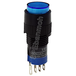 L12A-001-5P-DZ ไฟ 220VAC สวิทช์กดติด-กดดับ 12มิล (Maintain) ไฟ สีน้ำเงิน