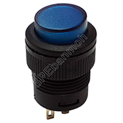 [ 2ชิ้น ] R16-503BD สวิทช์กดติด-ปล่อยดับ 4 ขา มีไฟ Pushbutton switch) ∅16mm N/A สีน้ำเงิน (Blue)