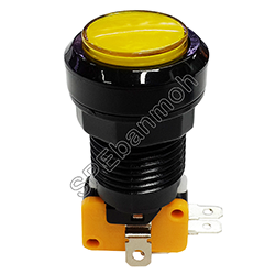PBS-30-2 สวิทช์ตู้เกมส์ (Big Bulb button switch) ∅24mm 16A 250VAC สีเหลือง (Yellow)