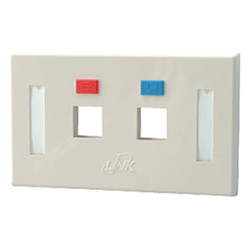 [ 3ชิ้น ] US-2002A FACE PLATE 2 PORT With Icon & Lable ID (White) แดง (Red)