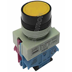 สวิทช์กดติด-กดดับ ABW-111-DZ Maintain 1NO 1NC เหลือง (Yellow)