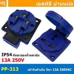 [ 1 ชิ้น ] PP-313 AC Power Plug เต้ารับ AC 3ขา 13A 250VAC 2P+E IP54 กันละออง กันฝุ่น Power Plug 3P INDUSTRIAL PLUG and Sockets เต้ารับ AC ติดแท่น AC SOCKET ซ็อคเก็ตเอซี พาวเวอร์ปลั๊ก 2ขา 3สาย IP 54 10A 13A 200VAC