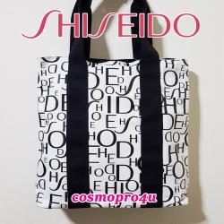 กระเป๋า SHISEIDO ชิเซโด้ สีขาว พิมพ์อักษรชื่อแบรนด์สีดำ ผ้าหนา ใบใหญ่ 16x18 นิ้ว คล้องไหล่ได้ หิ้วได้ เที่ยวได้ shopping ได้ ใส่ของได้เยอะค่ะ