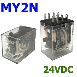 [ 1 ชิ้น ] MY2N-24DC รีเลย์ Relay MY2N รีเลย์อุตสาหกรรม 8ขา 8Pin Coil Voltage 24VDC 5A 250VAC 5A 28VDC พาวเวอร์รีเลย์ Power Relay 8ขา มีไฟ Contact built-in LED Indicator