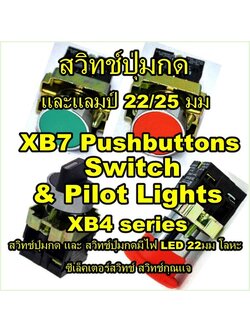 คอนโทรลสวิทช์ และ ไพล็อตแล้มป์ สวิทช์ปุ่มกด และแลมป์ 22/25 มม ซีเล็คเตอร์สวิทช์ สวิทช์กุณแจ Control Switch , Push Button Switch, Pilot Lamp (Schneider Electric, TELEMECANIQUE) / รุ้น XB7 series, DL1 series, XBF series, XALE series, XB5 series, XB4 series,