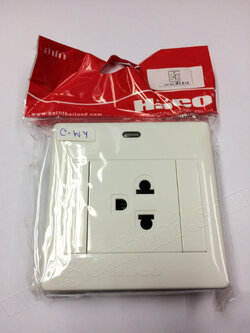 เต้ารับ 3 ขา 1 ช่อง 16แอมป์ (HACO) M3-E10 (รุ่นไหม่ รหัส M3N)