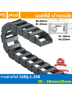 [ 1เมตร + ชุดยึดหัวท้าย ] J18Q.1.25B + J18Q.1.25B-XJT รางกระดูกงูสายไฟ 18x25 Cable Chain รางร้อยสายไฟ รางพลาสติกร้อยสายไฟ 1เมตร ชุดยึดหัวท้าย ข้อต่อรางกระดูกงู Cable Drag Chain Bracket