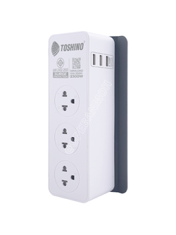 CW-33USB ปลั๊กพ่วง Toshino รางปลั๊กไฟ Toshino รางปลั๊ก 3 ช่อง+3 USB IEC53 3x0.75 sq.mm 2เมตร 10A 2300W Surge Protection ระบบป้องกันไฟกระชาก USB 3 ช่อง 3.1A Circuit Switch เปิด-ปิด ระบบตัดกระเเสไฟอัตโนมัติ ม่านนิรภัย สำเนา
