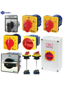 ซีเล็คเตอร์, โวลท์, แอมป์, แชงก์โอเวอร์, สวิทช์เปิด-ปิด, สวิทช์สับเปรี่ยน, เดินหน้า-ถอยหลัง, สตาร์-เดลต้า, สวิทช์ 2 สปีด, สวิทช์มัลติสแต็ป, โรตารี่สวิทช์, เซฟตี้สวิทช์ / SELECTOR , CHANGOVER , ROTARY SWITCH, MAIN / SAFTY SWITCHES (QUBIX) SA, SAA, HGL