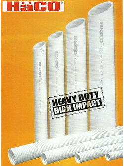 ท่อยูพีวีซี ท่อตรง ท่ออ่อนลายลูกฟูก, ตัวยึดท่อ ข้อต่อ อุปกรณ์สำหรับท่อร้อยสายไฟ และ สปริงดัดท่อยูพีวีซี / Conduct and Fitting (HACO)