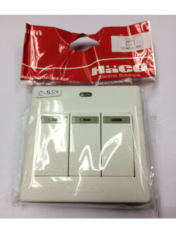 สวิทช์ทางเดียว 3 ช่อง 16แอมป์ พร้อมกล่องหน้ากากลอย (HACO) M3-S31 (รุ่นไหม่ รหัส M3N)