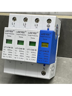 อุปกรณ์ป้องกันฟ้าผ่า Surge AC และไฟกระชาก3 เฟส L1 L2 L3 N-PE (LEEYEE) LY1-C40 3P-N-PE 40KA