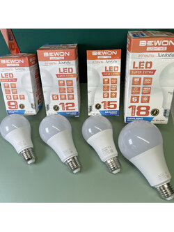 หลอด BULB LED SUPER EXTRA (BEWON) ขั้ว E27 แสงวอร์ม ขนาด 5W, 7W, 9W, 12W, 15W, 18W