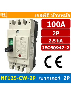 [ 1 ชิ้น ] NF125-CW-2P 100A BF เบรกเกอร์ 2P 100แอมป์ MCCB Molded Case Circuit Breakers เบรกเกอร์ตัดไฟเกิน No Fuse Breaker 2โพล Main Breker 1Phase NF125 Series NF125-CW