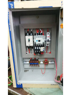 ตู้คอนโทรล MAN-OFF-AUTO (อุปกรณ์ WALL MOUNTING CABINET (KJL) LED Pilot Lamp (PNC), Control Switch (TEND), MOLD CASE CIRCUIT BREAKER (MITSUBISHI), Miniature Circuit Breaker (ABB), MAGNETIC CONTACTOR (MITSUBISHI)