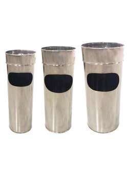 ถังขยะสเตนเลส พร้อมที่เขี่ยบุหรี่ คอตั้ง