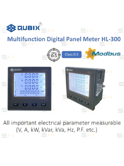 มัลติฟังก์ชั้นดิจิตอลพาเนลมิเตอร์ (วิเคราะห์พลังงาน) Multifunction Digital Panel meter 96x96mm. (QUBIX) HL-300 3FHMF-Y-4120, HL-300 3FMF-Y-4120, HL-300 3A, HL-300 3V, HL-300 AVHz, HL-300 3AVHz-5