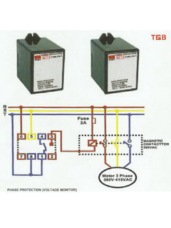 อุปกรณ์ป้องกันมอเตอร์ไหม้ ของระบบไฟฟ้า 3 เฟส Phase Protection (Voltage Monitor) (T&B) PV-1