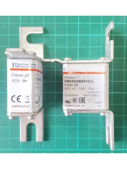 SEMICONDUCTOR PROTECTION FUSES Square-body Protistor Fuse IEC 690 VAC / USA 700 VAC, Fuse NH Plain Blades Size 000 to 3 690VAC aR (Ferraz Shawmut, MERSEN)